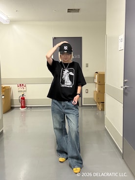 「tk.TAKEO KIKUCHI（ティーケータケオキクチ）のアイテム（パンツ）」を使った、hamada miyuさん（レディース・162cm）の夏コーディネート