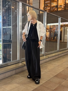 「tk.TAKEO KIKUCHI（ティーケータケオキクチ）のアイテム（パンツ）」を使った、hamada miyuさん（レディース・162cm）の夏コーディネート
