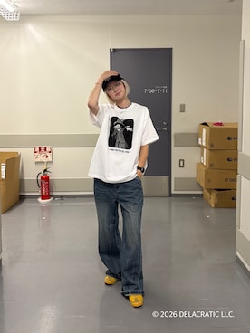 「tk.TAKEO KIKUCHI（ティーケータケオキクチ）のアイテム（パンツ）」を使った、hamada miyuさん（レディース・162cm）の夏コーディネート