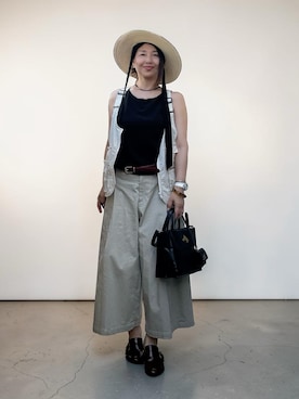 「GU（ジーユー）のアイテム（帽子）」を使った、toshikoshiさん（レディース・160cm）の夏コーディネート
