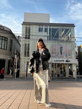 「アイテム（ライダースジャケット）」を使った、toshikoshiさん（レディース・160cm）の冬コーディネート