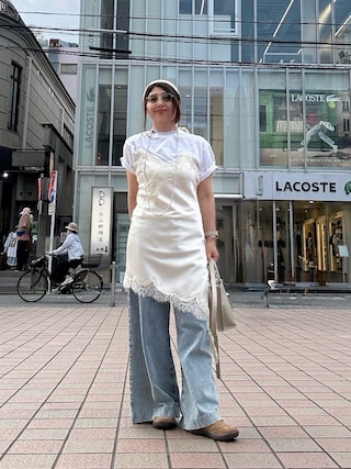「LEPSIM(レプシィム)のバギーデニムパンツ 105082(デニムパンツ)」を使った、toshikoshiさん(レディース・160cm)の春コーディネート