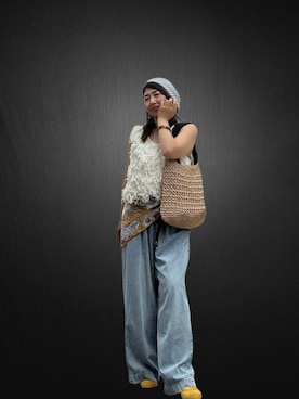 「アイテム（ニットキャップ/ビーニー）」を使った、toshikoshiさん（レディース・160cm）の夏コーディネート