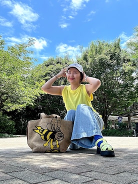 「無（ム）のアイテム（キャップ）」を使った、toshikoshiさん（レディース・160cm）の夏コーディネート