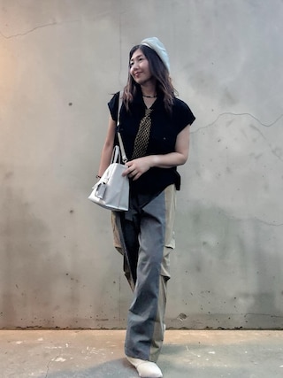 「ear PAPILLONNER(イアパピヨネ)の【Brooklyn Charm(ブルックリンチャーム×ear】 馬2WAYトートバッグ Mサイズ(トートバッグ)」を使った、toshikoshiさん(レディース・160cm)の秋コーディネート