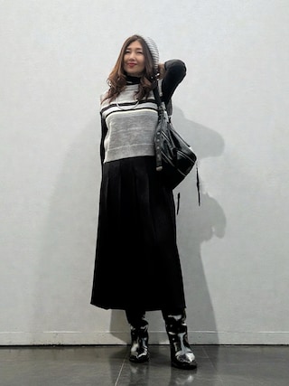 「LEPSIM(レプシィム)のルーズニットワッチ 328070(ニットキャップ/ビーニー)」を使った、toshikoshiさん(レディース・160cm)の冬コーディネート