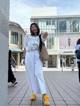 「アイテム（かごバッグ）」を使った、toshikoshiさん（レディース・160cm）の夏コーディネート