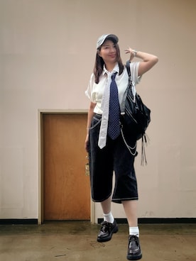 「JEANASIS（ジーナシス）のフリンジホーボーショルダー/322607（ショルダーバッグ）」を使った、toshikoshiさん（レディース・160cm）の夏コーディネート