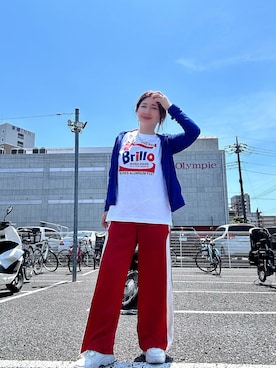 「アイテム（パンツ、レッド系）」を使った、toshikoshiさん（レディース・160cm）の夏コーディネート