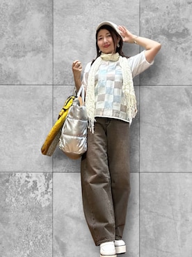 「アイテム（ベスト、シルバー系）」を使った、toshikoshiさん（レディース・160cm）の夏コーディネート