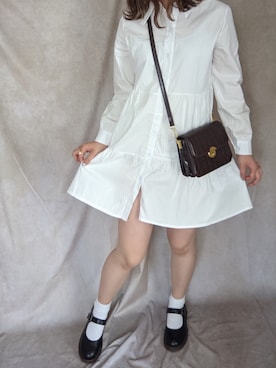 「韓国コーデ」｜「アイテム（シャツワンピース）」を使った、azusaさん（レディース・158cm）の夏コーディネート