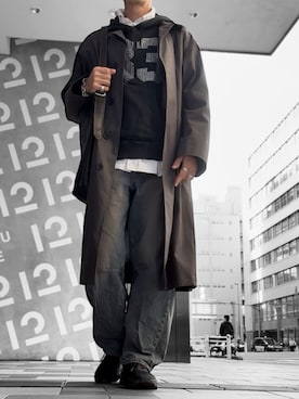 「アイテム（ステンカラーコート）」を使った、コユッキーさん（メンズ・170cm）の秋コーディネート