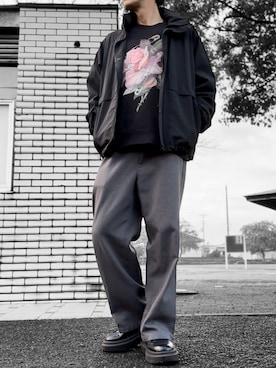 「GU（ジーユー）のアイテム（スラックス）」を使った、コユッキーさん（メンズ・170cm）の冬コーディネート