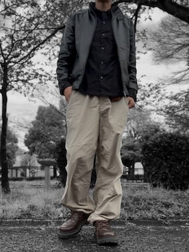 「アイテム（ライダースジャケット）」を使った、コユッキーさん（メンズ・170cm）の春コーディネート