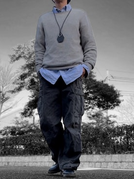 「GU（ジーユー）のアイテム（ネックレス）」を使った、コユッキーさん（メンズ・170cm）の春コーディネート