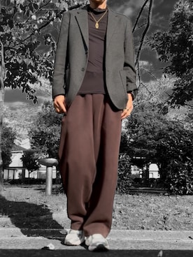 「アイテム（スウェットパンツ）」を使った、コユッキーさん（メンズ・170cm）の冬コーディネート