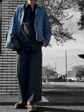 「アイテム（デニムジャケット）」を使った、コユッキーさん（メンズ・170cm）の春コーディネート
