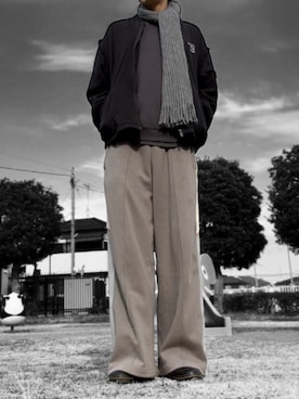 「GU（ジーユー）のアイテム（MA-1）」を使った、コユッキーさん（メンズ・170cm）の冬コーディネート