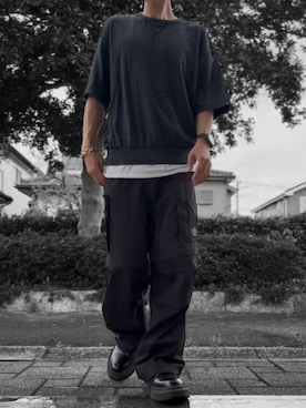 「WYM LIDNM（ウィム バイ リドム）のCHUNKY CHAIN BRACELET（ブレスレット）」を使った、コユッキーさん（メンズ・170cm）の夏コーディネート