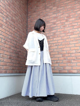 「アイテム（その他アウター、ホワイト系）」を使った、かめさん（レディース・148cm）の秋コーディネート