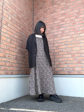 「ITEMS URBANRESEARCH（アイテムズ アーバンリサーチ）のシアードルマンジャケット（その他アウター、ブラック系）」を使った、かめさん（レディース・148cm）の夏コーディネート