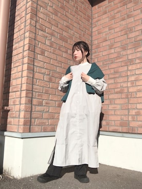 「ITEMS URBANRESEARCH（アイテムズ アーバンリサーチ）のアイテム（シャツワンピース）」を使った、かめさん（レディース・148cm）の冬コーディネート
