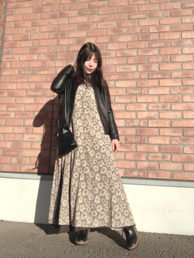 「ITEMS URBANRESEARCH（アイテムズ アーバンリサーチ）のPUキンチャクショルダー（ショルダーバッグ）」を使った、かめさん（レディース・148cm）の冬コーディネート