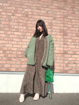 「ITEMS URBANRESEARCH（アイテムズ アーバンリサーチ）のPUキンチャクショルダー（ショルダーバッグ）」を使った、かめさん（レディース・148cm）の冬コーディネート