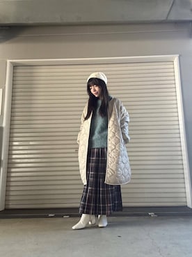 「SMELLY（スメリー）のシャギービーニー（ニットキャップ/ビーニー）」を使った、かめさん（レディース・148cm）の冬コーディネート