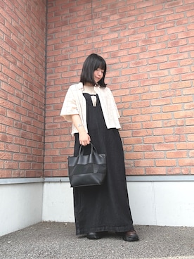 「ITEMS URBANRESEARCH（アイテムズ アーバンリサーチ）のブロックレースシャツ（シャツ/ブラウス、ホワイト系）」を使った、かめさん（レディース・148cm）の秋コーディネート