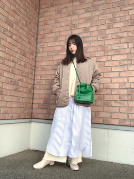 「ITEMS URBANRESEARCH（アイテムズ アーバンリサーチ）のPUキンチャクショルダー（ショルダーバッグ）」を使った、かめさん（レディース・148cm）の冬コーディネート