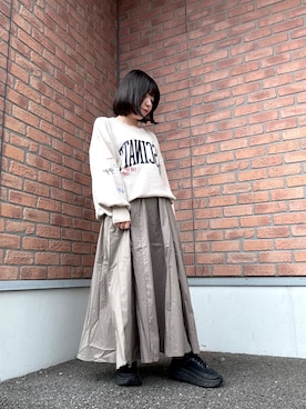 「ITEMS URBANRESEARCH（アイテムズ アーバンリサーチ）のウエストギャザースカート（スカート）」を使った、かめさん（レディース・148cm）の秋コーディネート