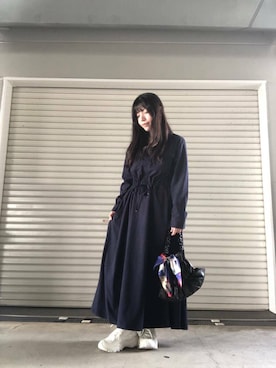 「アイテム（シャツワンピース）」を使った、かめさん（レディース・148cm）の秋コーディネート