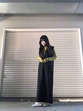「ITEMS URBANRESEARCH（アイテムズ アーバンリサーチ）のアイテム（ジャンパースカート）」を使った、かめさん（レディース・148cm）の冬コーディネート