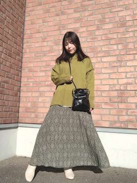 「ITEMS URBANRESEARCH（アイテムズ アーバンリサーチ）のPUキンチャクショルダー（ショルダーバッグ）」を使った、かめさん（レディース・148cm）の冬コーディネート