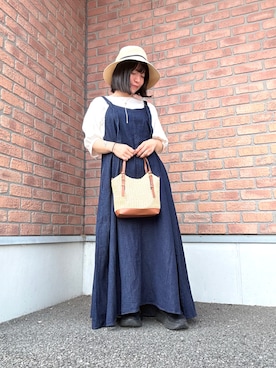 「ITEMS URBANRESEARCH（アイテムズ アーバンリサーチ）の袖デザインカットソー（Tシャツ/カットソー、ホワイト系）」を使った、かめさん（レディース・148cm）の夏コーディネート