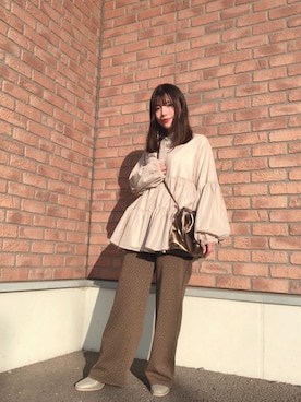 「ITEMS URBANRESEARCH（アイテムズ アーバンリサーチ）のPUキンチャクショルダー（ショルダーバッグ）」を使った、かめさん（レディース・148cm）の冬コーディネート