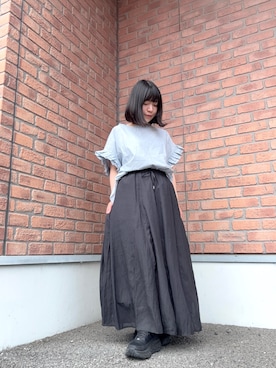 「ITEMS URBANRESEARCH（アイテムズ アーバンリサーチ）のダブルフリルブラウス（シャツ/ブラウス、その他）」を使った、かめさん（レディース・148cm）の春コーディネート