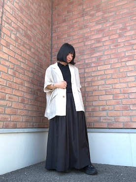 「ITEMS URBANRESEARCH（アイテムズ アーバンリサーチ）のシアードルマンジャケット（テーラードジャケット、グレー系）」を使った、かめさん（レディース・148cm）の夏コーディネート