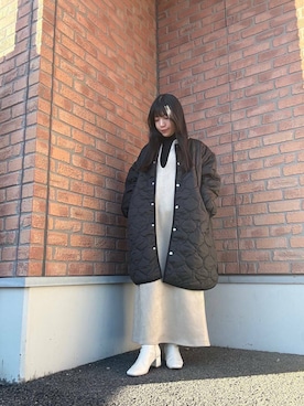 「ITEMS URBANRESEARCH（アイテムズ アーバンリサーチ）のアイテム（ジャンパースカート）」を使った、かめさん（レディース・148cm）の冬コーディネート