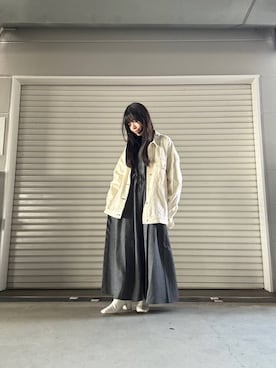 「カーディガン」｜「アイテム（デニムジャケット）」を使った、かめさん（レディース・148cm）の冬コーディネート