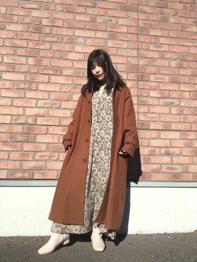 「ITEMS URBANRESEARCH（アイテムズ アーバンリサーチ）のアイテム（ステンカラーコート）」を使った、かめさん（レディース・148cm）の冬コーディネート