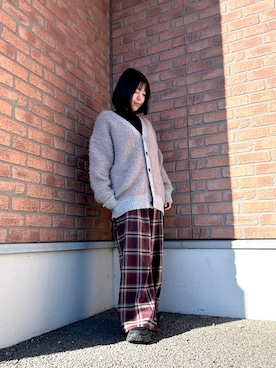 「アイテム（パンツ、レッド系）」を使った、かめさん（レディース・148cm）の冬コーディネート