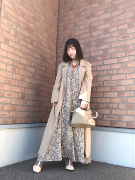 「ITEMS URBANRESEARCH（アイテムズ アーバンリサーチ）のアイテム（トレンチコート）」を使った、かめさん（レディース・148cm）の冬コーディネート
