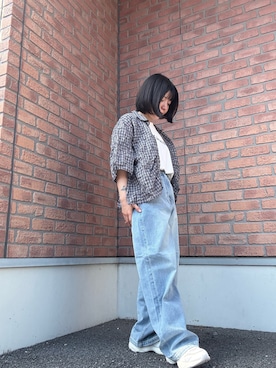 「アイテム（デニムパンツ）」を使った、かめさん（レディース・148cm）の秋コーディネート