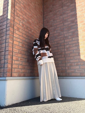 「SENSE OF PLACE by URBAN RESEARCH（センスオブプレイスバイアーバンリサーチ）のニュアンスパターンラメセーター（ニット/セーター）」を使った、かめさん（レディース・148cm）の冬コーディネート