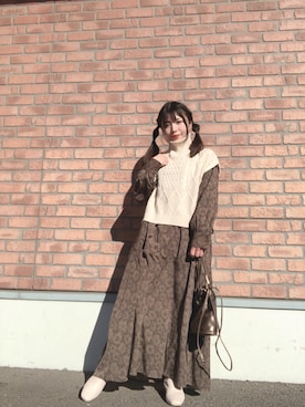 「ITEMS URBANRESEARCH（アイテムズ アーバンリサーチ）のPUキンチャクショルダー（ショルダーバッグ）」を使った、かめさん（レディース・148cm）の冬コーディネート