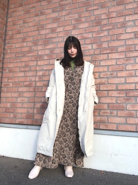 「新年一発目」｜「アイテム（ダウンジャケット/コート）」を使った、かめさん（レディース・148cm）の冬コーディネート