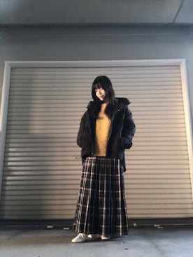 「ITEMS URBANRESEARCH（アイテムズ アーバンリサーチ）のミックスシャギーニット（ニット/セーター）」を使った、かめさん（レディース・148cm）の冬コーディネート