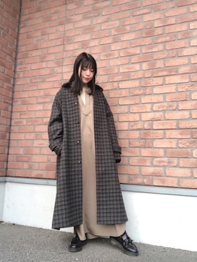 「ITEMS URBANRESEARCH（アイテムズ アーバンリサーチ）のアイテム（ステンカラーコート）」を使った、かめさん（レディース・148cm）の冬コーディネート